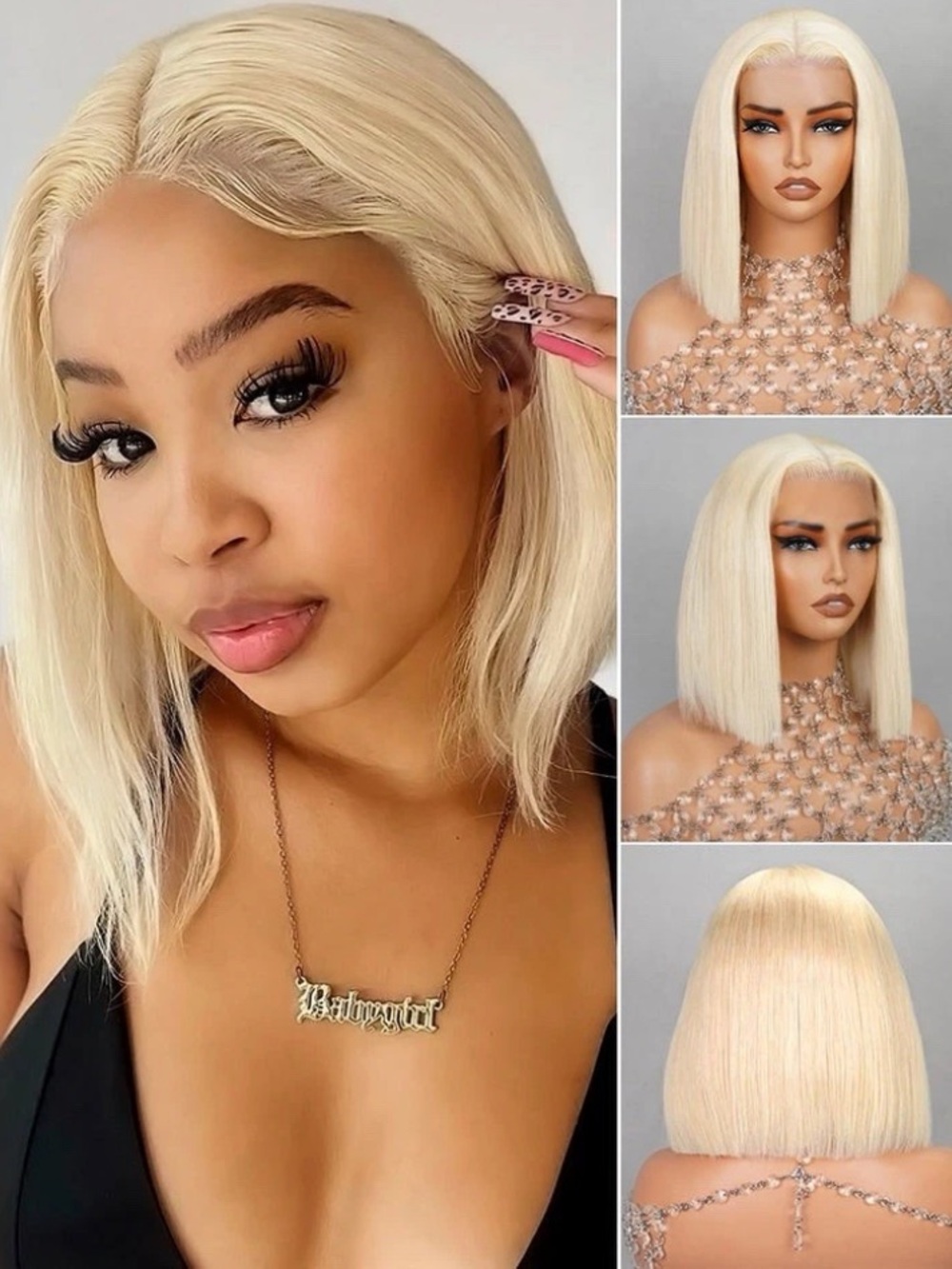 Blonde Straight Short Lace Front Wig Human Hair 12” 6x5 HD 200% Density Dome Cap